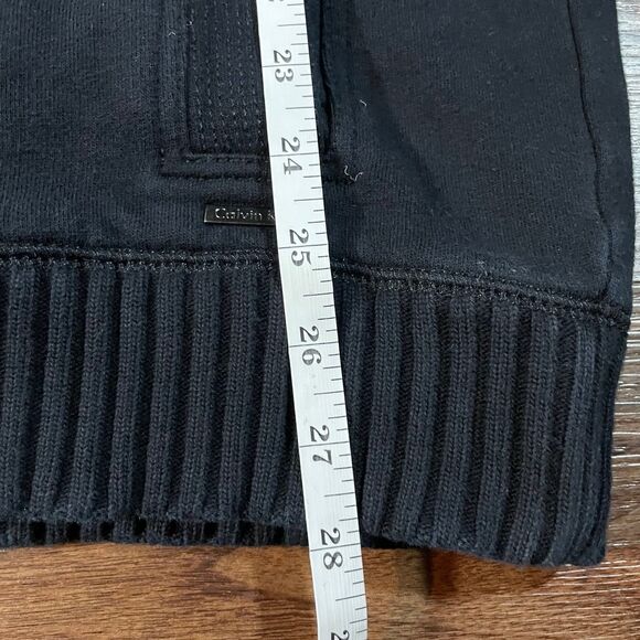 Calvin Klein Zip Up Sweater Black Long Sleeve Mock Neck Cotton Mens Size XL - Picture 6 of 8